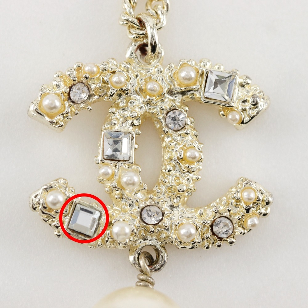 ココマーク ネックレス ラインストーン パール メタル 約17.3g レディース 中古品