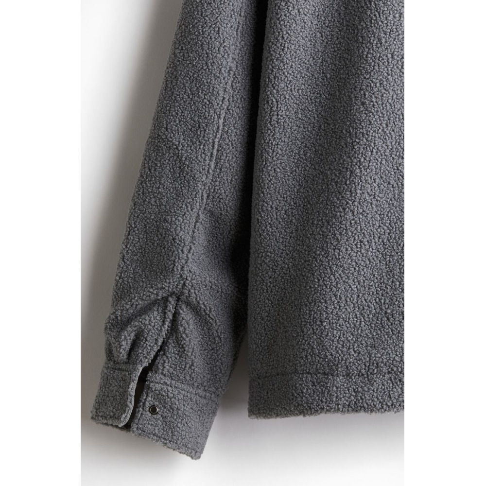 H&M レギュラーフィットテディオーバーシャツグレー