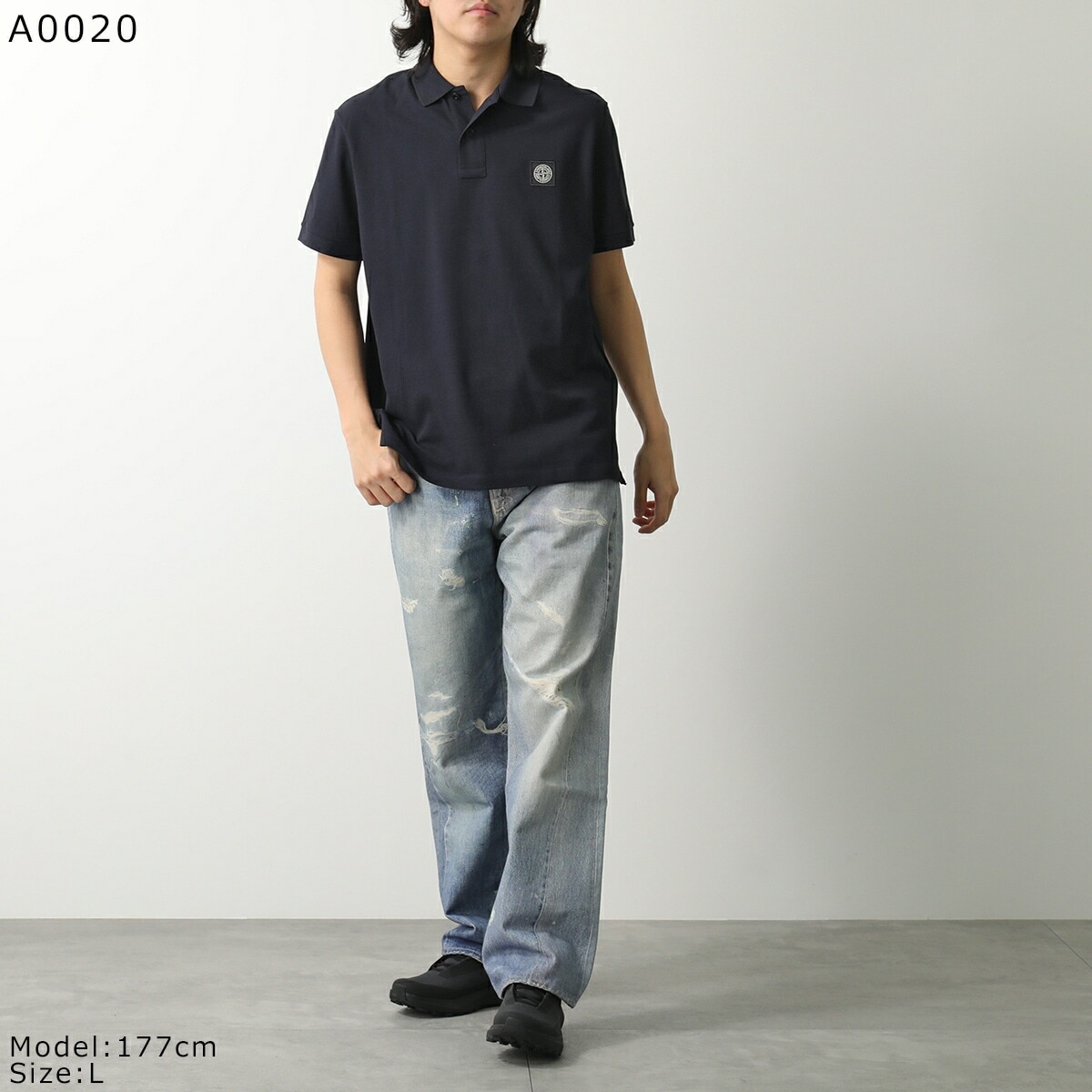 STONE ISLAND ストーンアイランド ポロシャツ 80152SC17 メンズ 半袖 コットンブレンド 鹿の子 ロゴパッチ カラー2色 【mega】