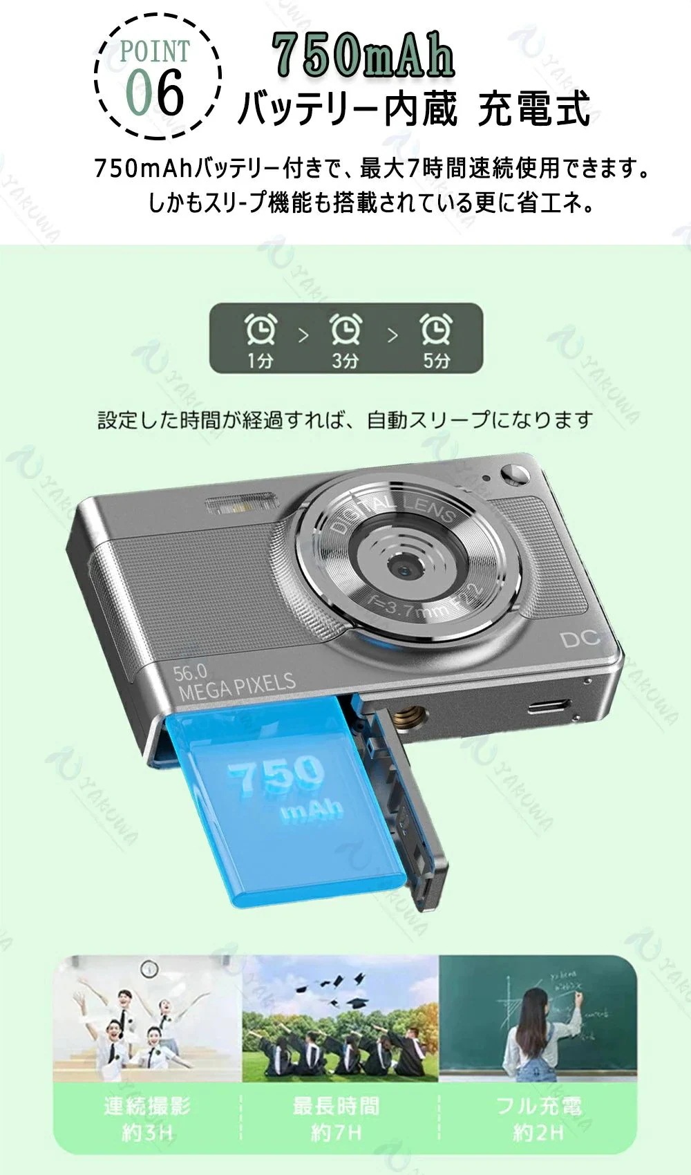 【2025新品】デジタルカメラ 5600万画素 4k キッズカメラ 安い 軽量 2.88インチ 初心者 子供 向け 16倍ズーム ポケット デジカメ 自撮り 動画 撮影 AF 連写 Facebook