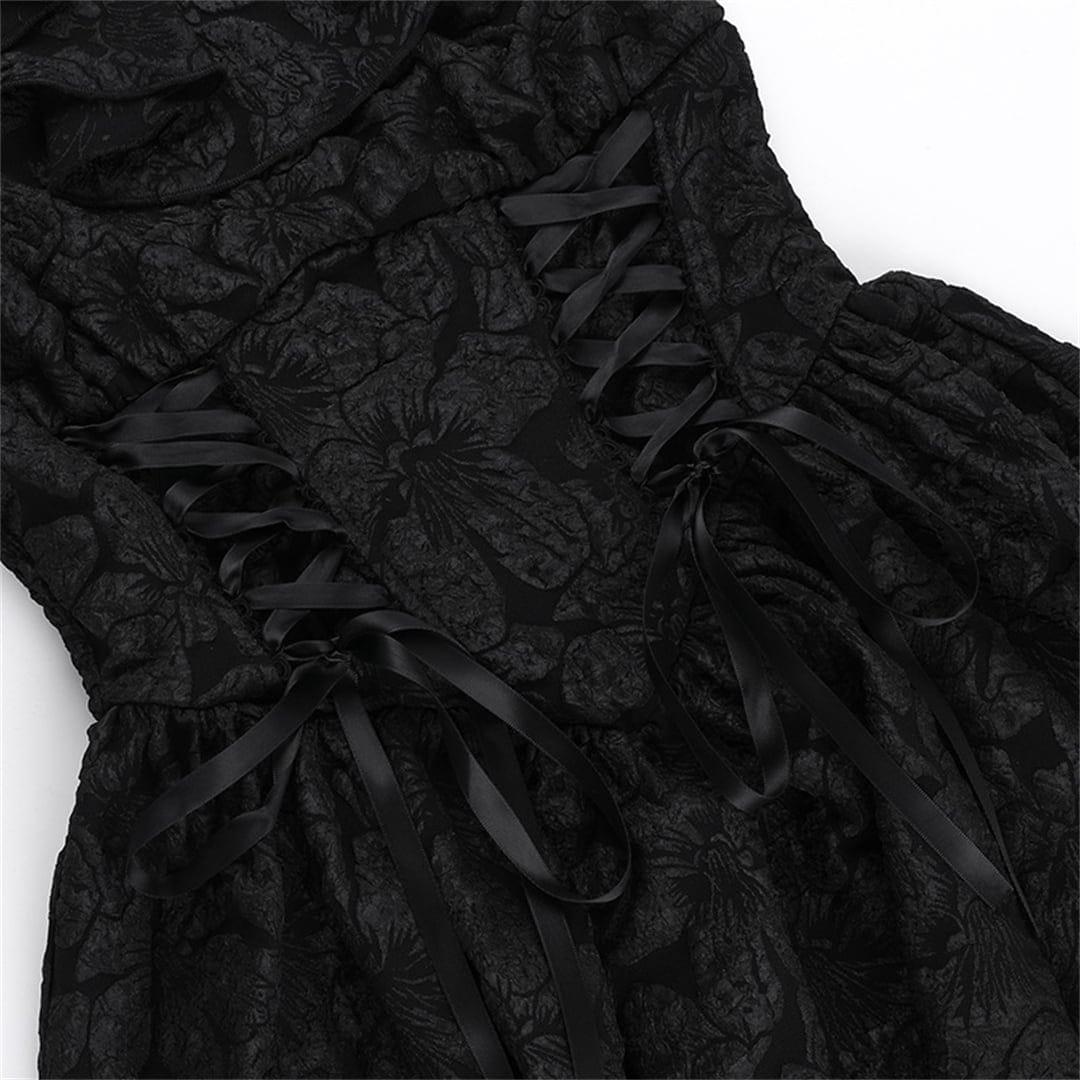 ハロウィン 今 短纳期 暗黒系 オフショルダー リボン 黒 ブラック S M L ワンピース
