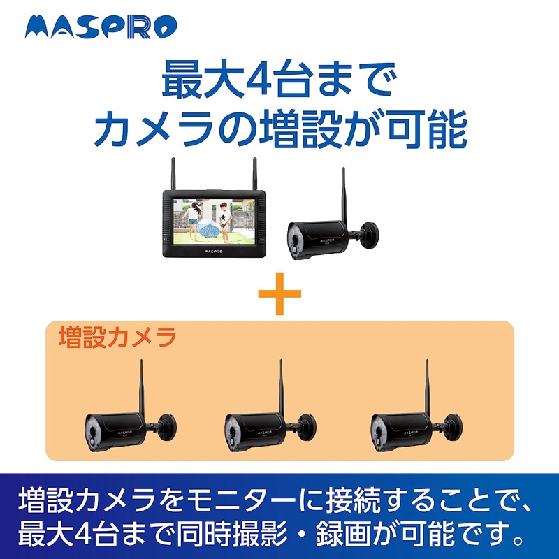 マスプロ MASPRO モニター＆ワイヤレスHDカメラセット バッテリーレス センサーライト付き WHCBL7ML