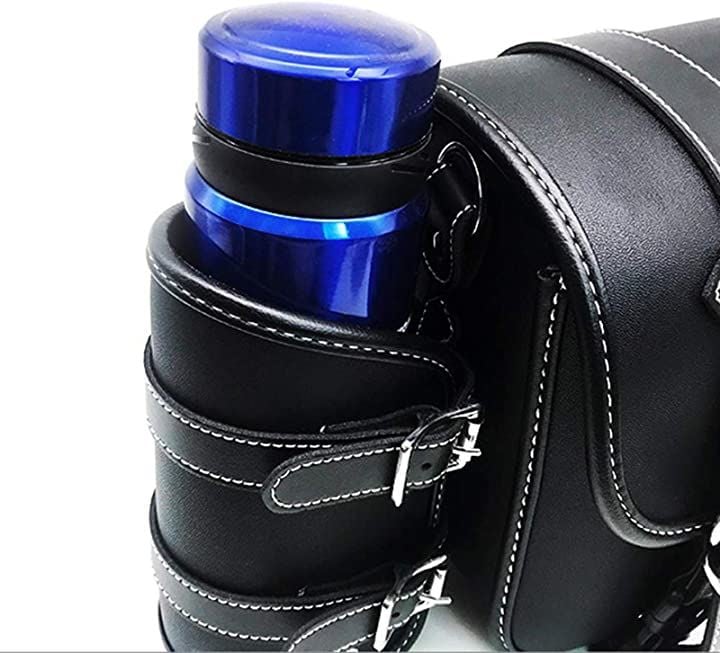 バイク サイド バッグ 専用 水筒入れ 大容量 防水 鍵 ケース 小物入れ ツーリング アウトドア(ベルト:茶色［大］ 1個, 33x25x13cm)