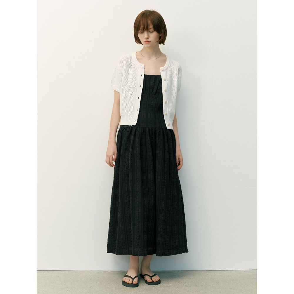 アンドユー ZERORNA ショートスリーブニットカーディガン (ブルーアイボリー)