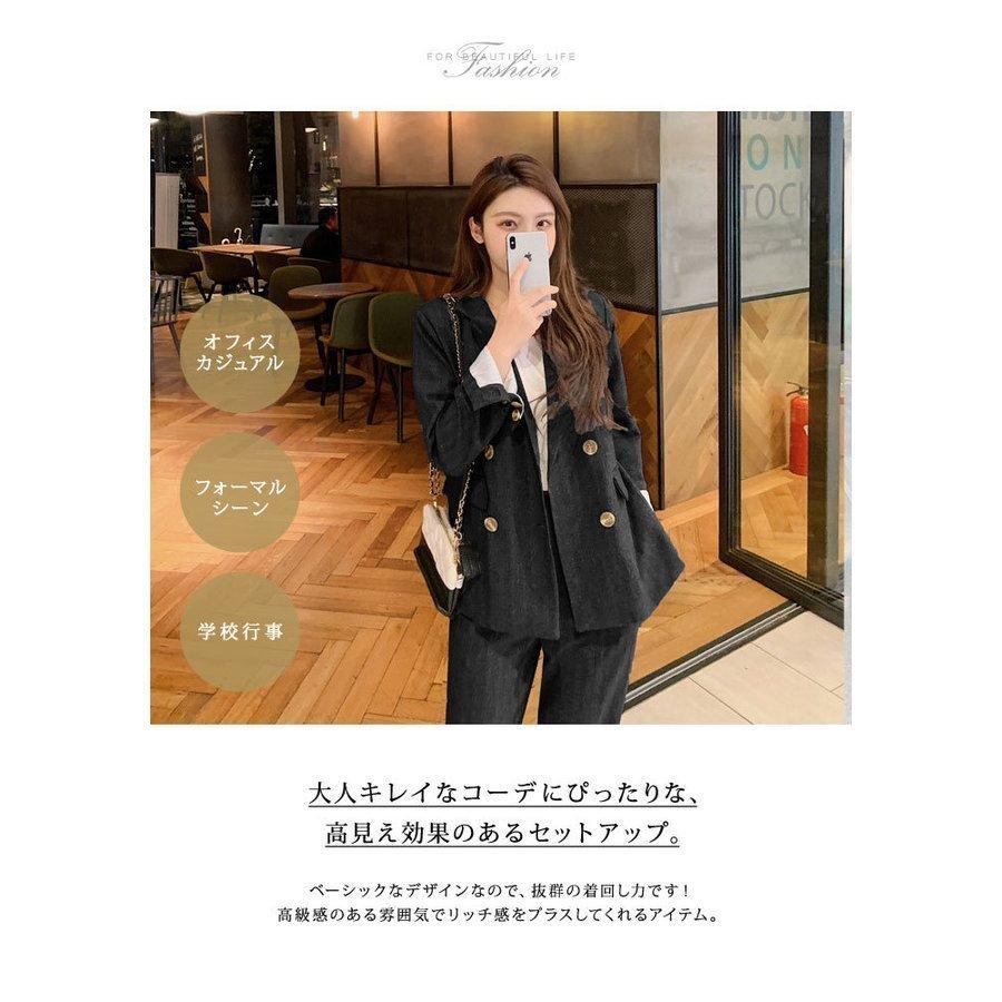 セットアップ レディース スーツ 春 夏 春夏 黒 ジャケット パンツ