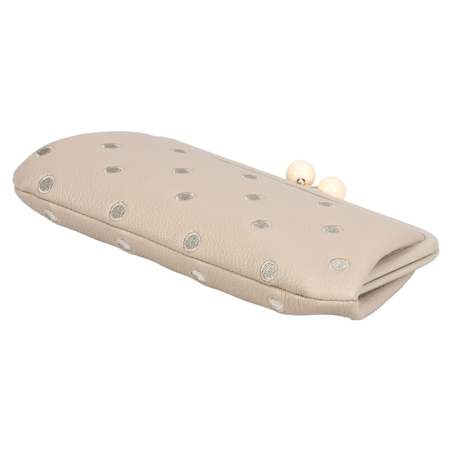 長財布 レディース 本革 がま口 ドット ベージュ 08-06-03161 長財布 レディース 本革 がま口 ドット ベージュ 08-06-03161