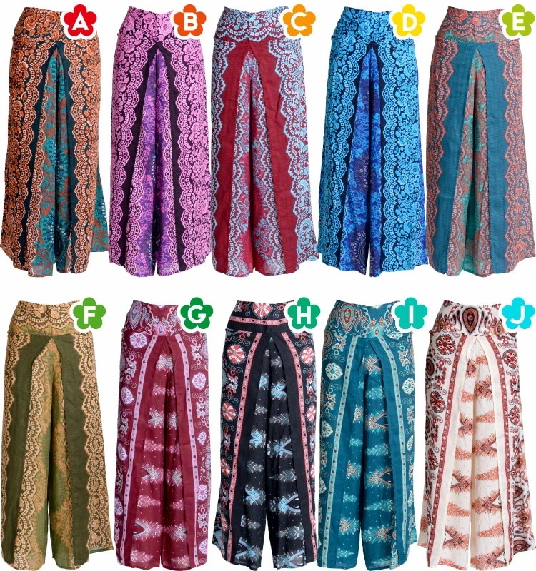 高品質 ワイドパンツ エスニックファッション パンツ レディース きれいめ 夏 柄を惜しみなく堪能したいオリ