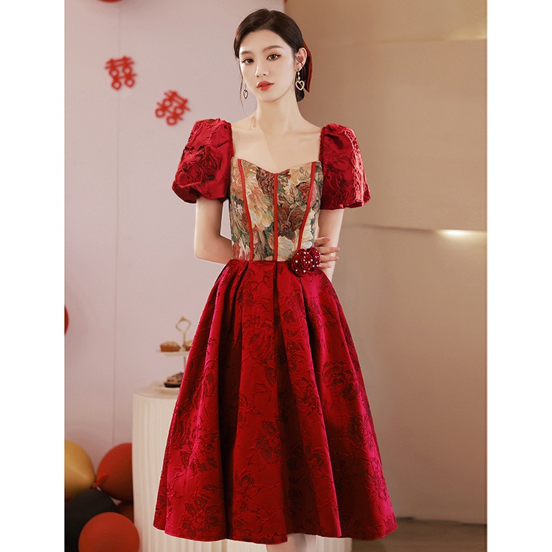 【2枚購入で 3oo円OFF】ドレス花嫁は結婚式の宴会のために家に帰り女性のための婚約宴会のために家に帰ります秋と冬の小さな人のための赤いドレス 【2枚購入で 3oo円OFF】ドレス花嫁は結婚式の宴会のために家に帰り女性のための婚約宴会のために家に帰ります秋と冬の小さな人のための赤いドレス