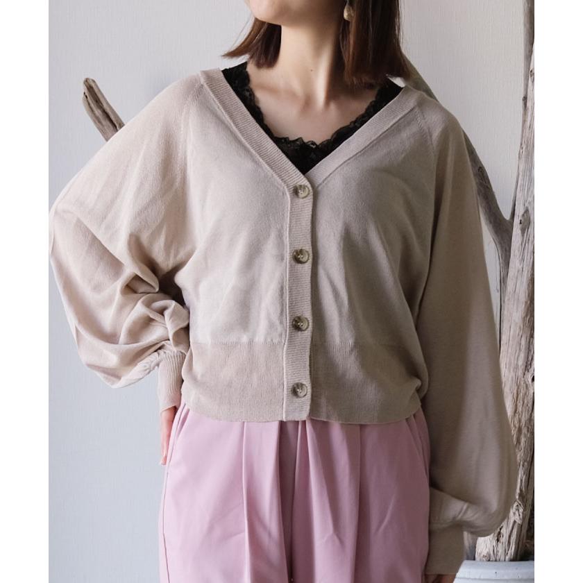 【迅速出荷】販売最低価 ! 2wayシアーカーディガン ニット レディース 春 夏 秋 長袖 サマーニット ぽわん袖 コンパクト ショート丈 羽織り