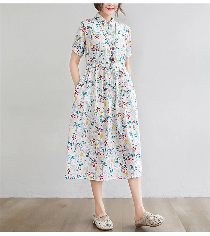 レディース 夏 ロングワンピース 花柄 半袖 ミモレ丈ワンピース マキシ丈ワンピ 綿混 大きいサイズ 体型カバー 涼しい カジュアル オシャレ レディース 夏 ロングワンピース 花柄 半袖 ミモレ丈ワンピース マキシ丈ワンピ 綿混 大きいサイズ 体型カバー 涼しい カジュアル オシャレ