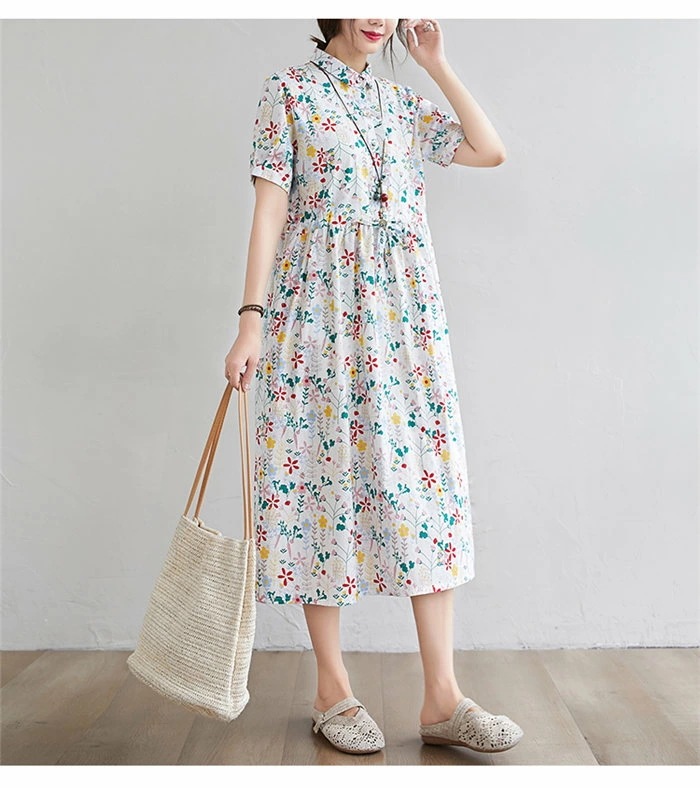 レディース 夏 ロングワンピース 花柄 半袖 ミモレ丈ワンピース マキシ丈ワンピ 綿混 大きいサイズ 体型カバー 涼しい カジュアル オシャレ レディース 夏 ロングワンピース 花柄 半袖 ミモレ丈ワンピース マキシ丈ワンピ 綿混 大きいサイズ 体型カバー 涼しい カジュアル オシャレ