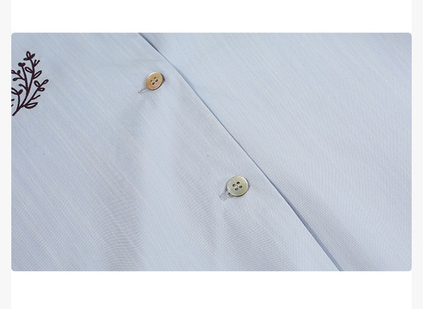 エッグタルト キューバンカラー 半袖 カジュアル 刺繍