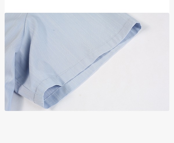 エッグタルト キューバンカラー 半袖 カジュアル 刺繍