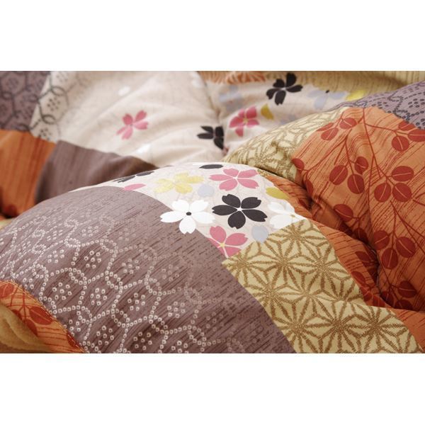 国内プリント こたつ厚掛け敷布団セット 『京好み』 205x205cm（裏地：フランネル）