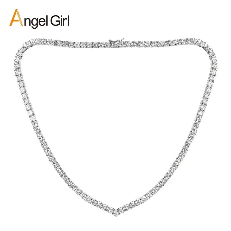 4mm V字型銅象嵌ジルコンテニスネックレス ヒップホップラグジュアリーファッション多用途高品質ジュエリーアクセサリー 4mm V字型銅象嵌ジルコンテニスネックレス ヒップホップラグジュアリーファッション多用途高品質ジュエリーアクセサリー