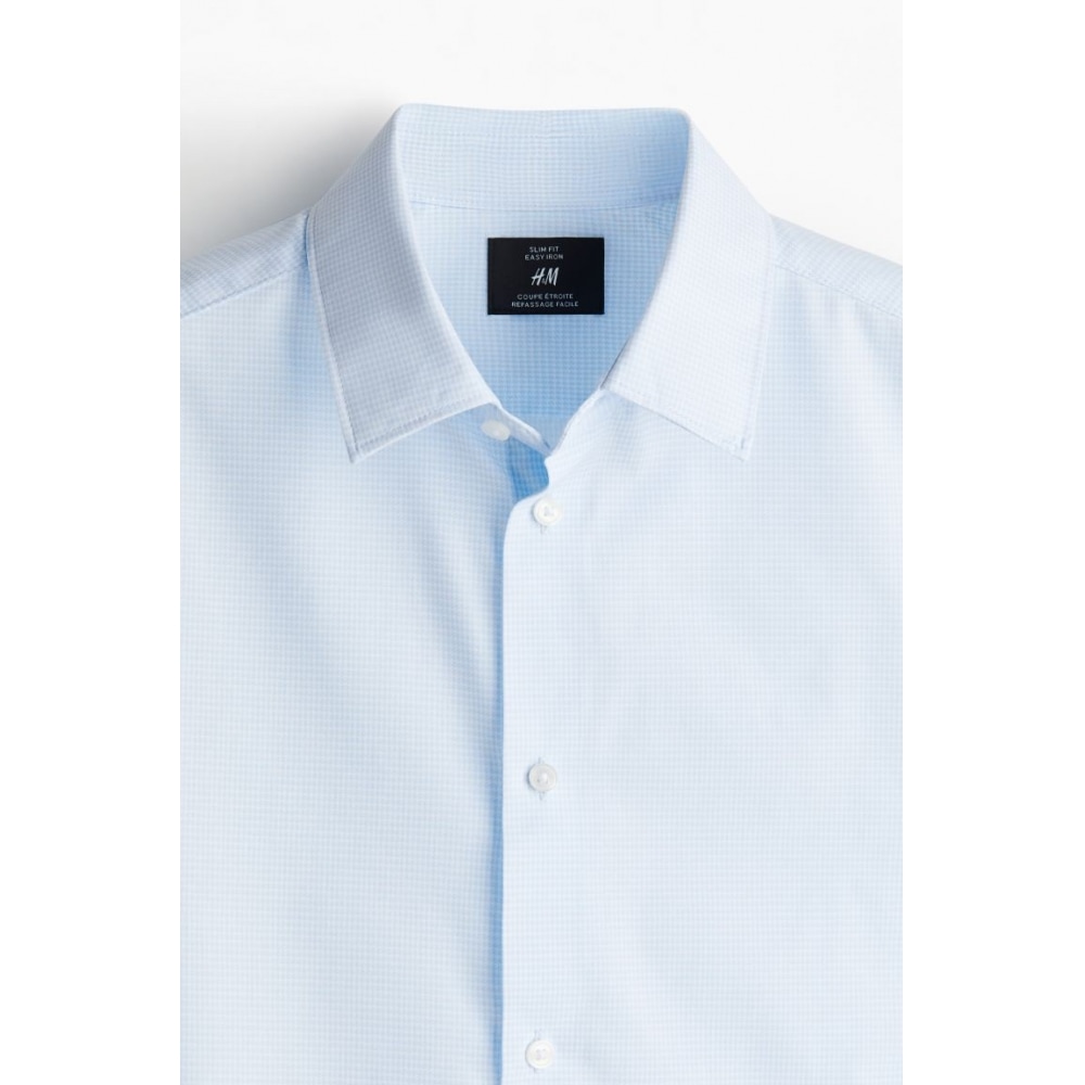 H&M イージーケアスリムフィットシャツ ライトブルー H&M イージーケアスリムフィットシャツ ライトブルー