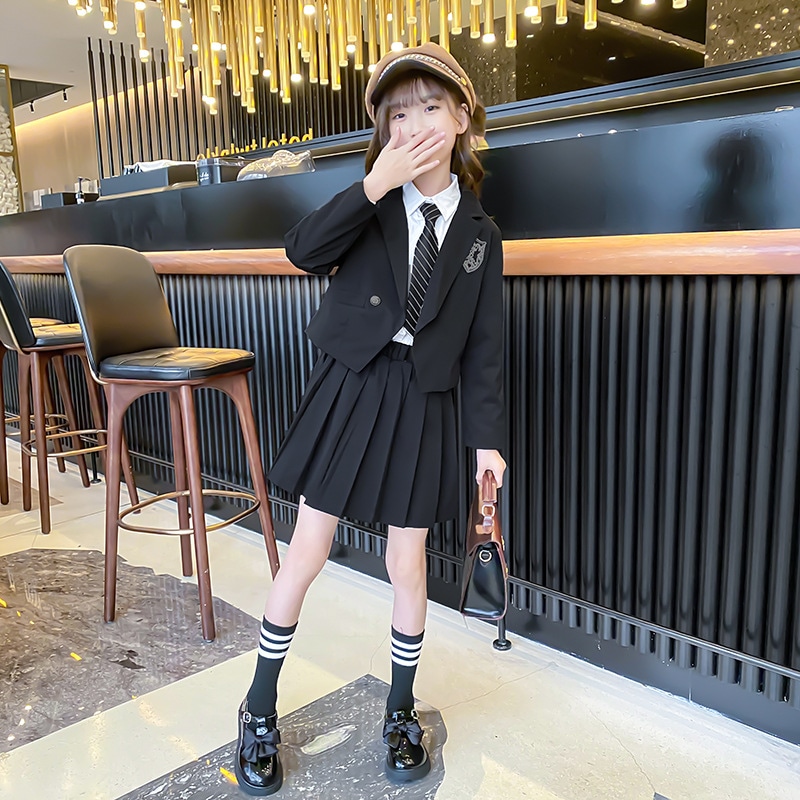 卒業式 子供服 女子 スーツ ジャケット 袴 3点セット スーツ 卒服 女の子 チェック柄 プリーツスカート 大学 スクール 制服 発表会 入学式 長袖セッ 120-170cm