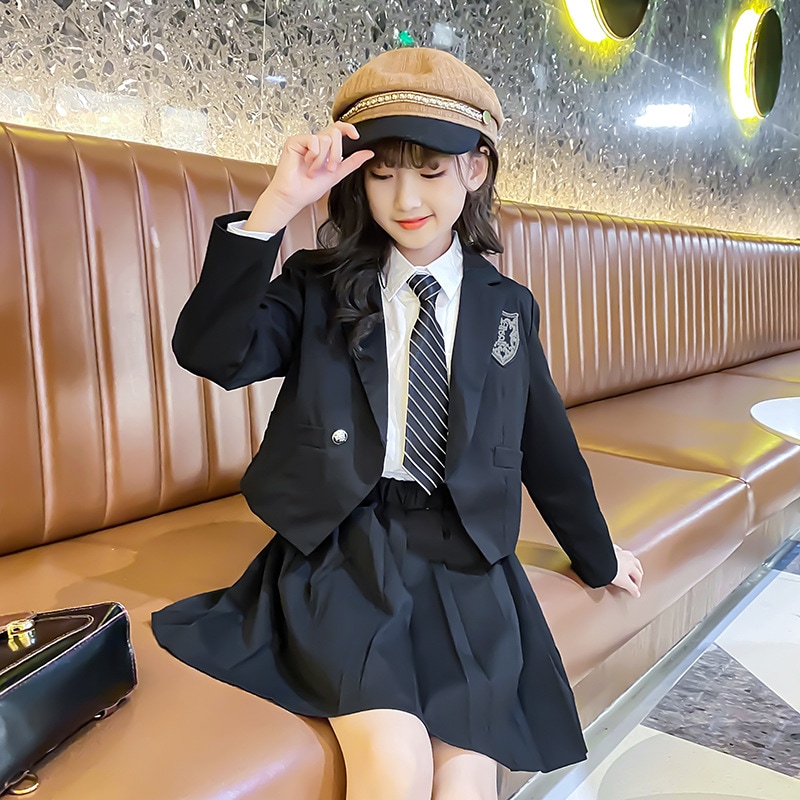 卒業式 子供服 女子 スーツ ジャケット 袴 3点セット スーツ 卒服 女の子 チェック柄 プリーツスカート 大学 スクール 制服 発表会 入学式 長袖セッ 120-170cm
