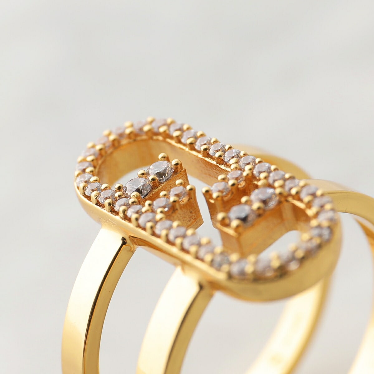 FENDI フェンディ リング O’LOCK オーロック 8AH425 A44G レディース メタル クリスタル アクセサリー 指輪 F089U/SOFT-GOLD+CRYSTAL