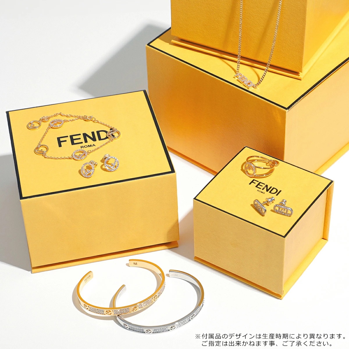 FENDI フェンディ リング O’LOCK オーロック 8AH425 A44G レディース メタル クリスタル アクセサリー 指輪 F089U/SOFT-GOLD+CRYSTAL