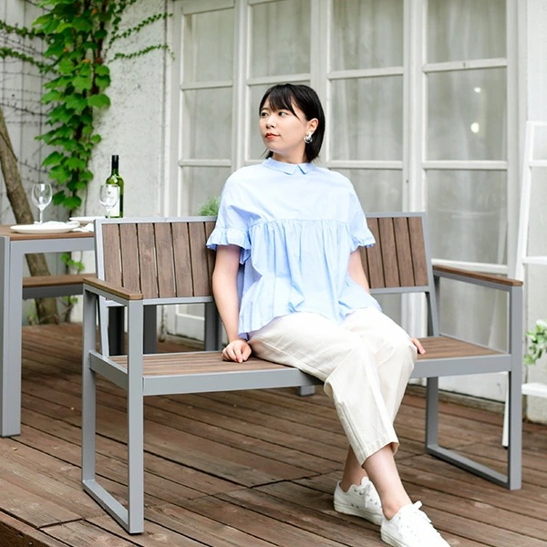 ガーデンベンチ 屋外 木目調 アームレスト付き KPB-120A(DBR) ガーデンベンチ 屋外 木目調 アームレスト付き KPB-120A(DBR)