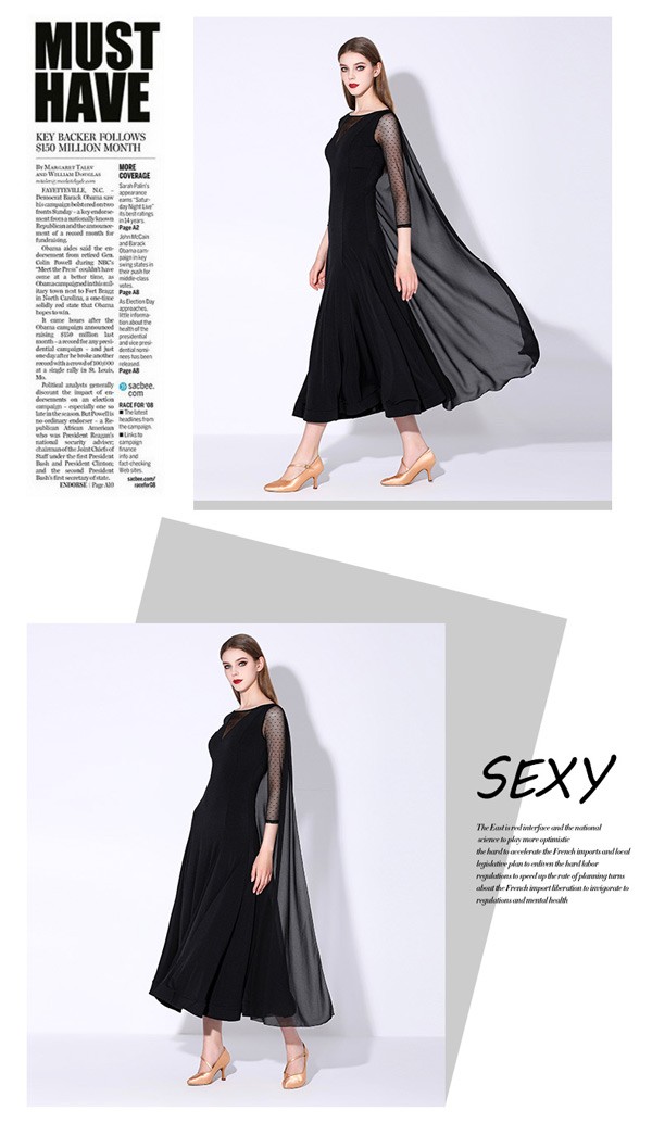 社交ダンス 衣装 モダンドレス 花柄 透け感 ラテン衣装 ロングドレス