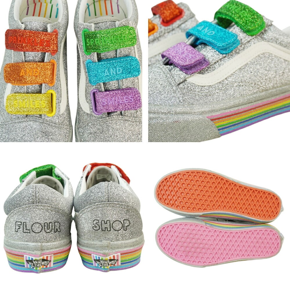 バンズ VANS ヴァンズ【箱無し】OLD SKOOL Vオールドスクール ベルクロ(FLOUR SHOP)SILVERRAINBOW(フラワー ショッ バンズ VANS ヴァンズ【箱無し】OLD SKOOL Vオールドスクール ベルクロ(FLOUR SHOP)SILVERRAINBOW(フラワー ショッ