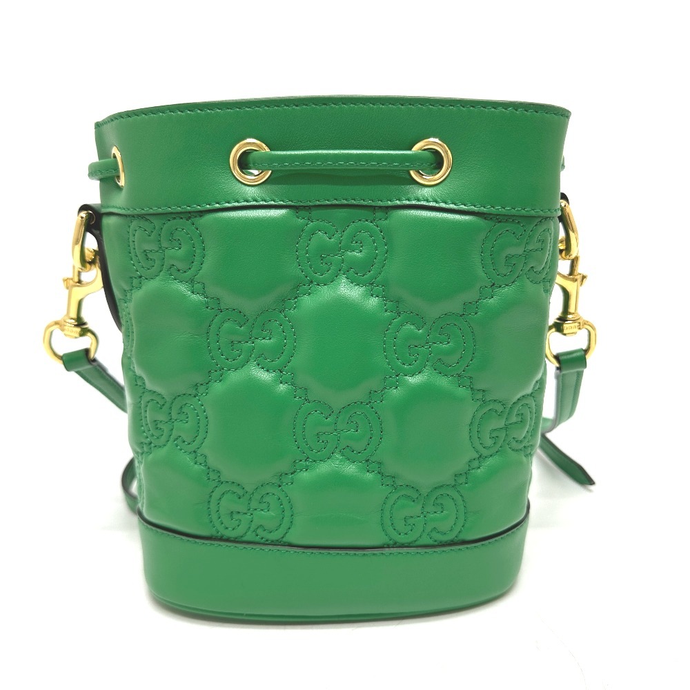 ショルダーバッグ 728231 GGマトラッセ バケット ストラップ付 2WAY 肩掛け 斜めかけ カバン レザー グリーン