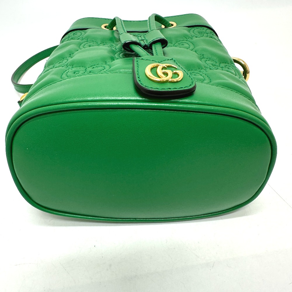 ショルダーバッグ 728231 GGマトラッセ バケット ストラップ付 2WAY 肩掛け 斜めかけ カバン レザー グリーン