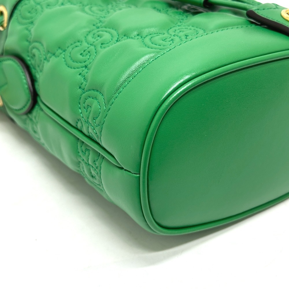 ショルダーバッグ 728231 GGマトラッセ バケット ストラップ付 2WAY 肩掛け 斜めかけ カバン レザー グリーン