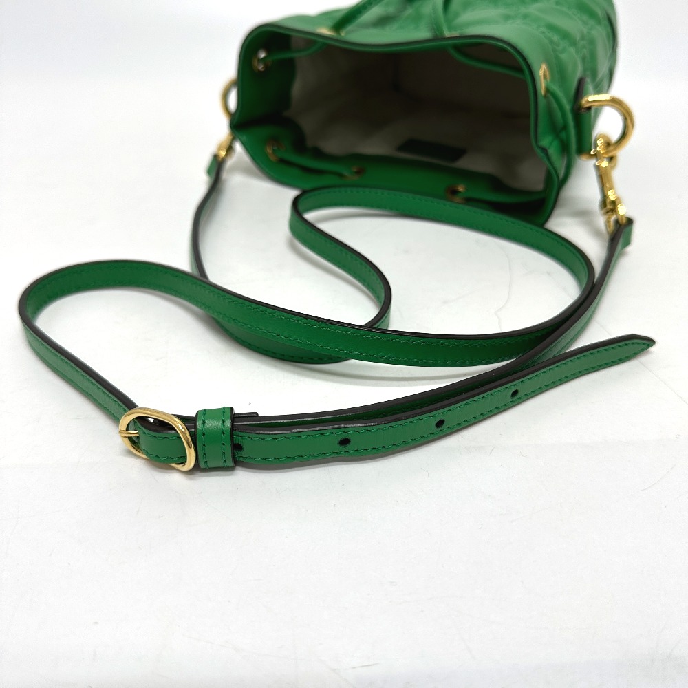ショルダーバッグ 728231 GGマトラッセ バケット ストラップ付 2WAY 肩掛け 斜めかけ カバン レザー グリーン