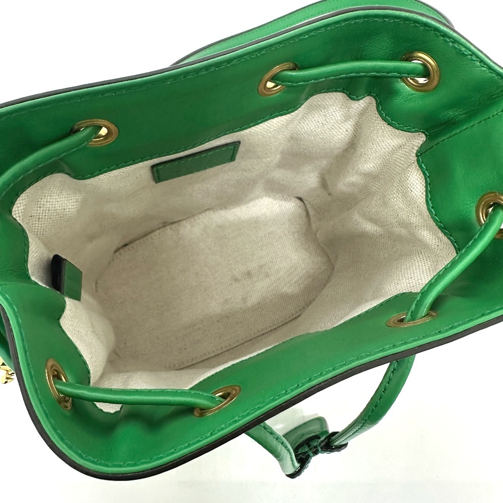 ショルダーバッグ 728231 GGマトラッセ バケット ストラップ付 2WAY 肩掛け 斜めかけ カバン レザー グリーン