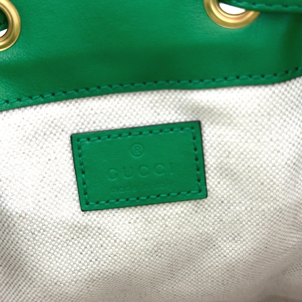 ショルダーバッグ 728231 GGマトラッセ バケット ストラップ付 2WAY 肩掛け 斜めかけ カバン レザー グリーン