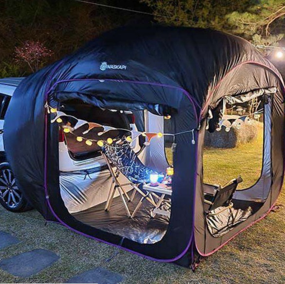 カーテント 車中泊 車連結テントブラウン色 カーテント 車中泊 車連結テントブラウン色