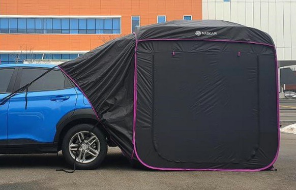 カーテント 車中泊 車連結テントブラウン色 カーテント 車中泊 車連結テントブラウン色