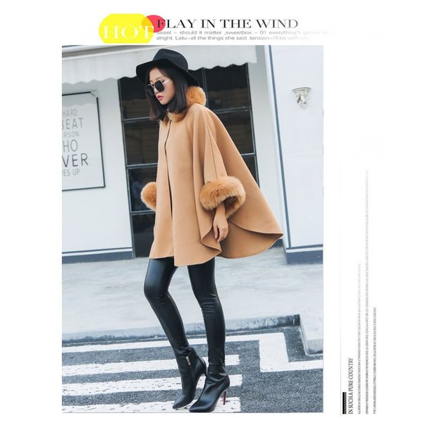 マントコート レディース ポンチョ フェイクファー付き ドルマンスリーブ アウター ポンチョコート