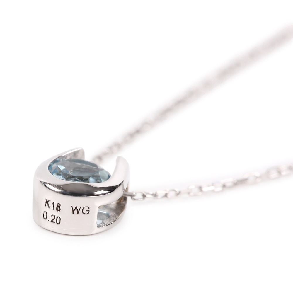 ネックレス レディース 18金 トパーズ 0.2ct 一粒 馬蹄 幸運を運ぶ クローバー デザイン