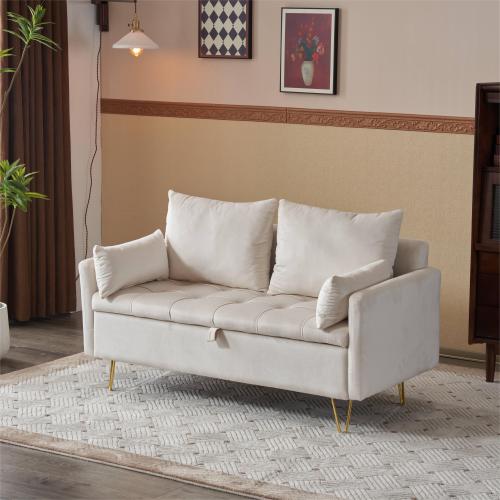 ソファー 2人掛け ソファ 収納付き クッション4個付き 金属脚付きカウチソファ 多機能ソファアームレスト レイアウト自由 二人がけソファー おしゃれ sofa