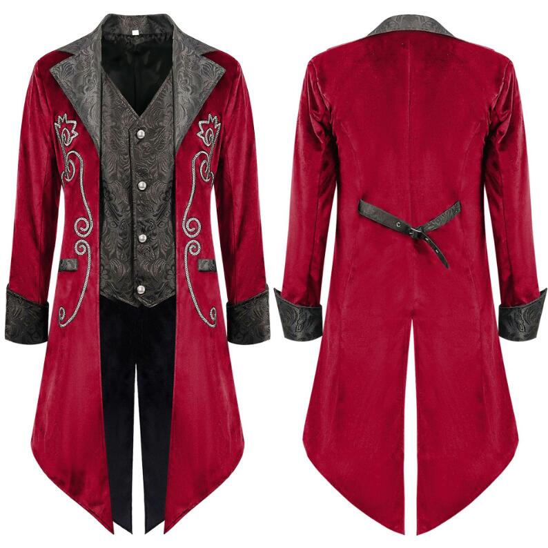 燕尾服 メンズロングジャケット 大人用コスチューム 舞台衣装 中世紀欧 王子様 伯爵 貴族コスプレ 吸血鬼 ステージ衣装 ハロウィンコスチューム ハロウィンパーティー 舞台劇 学園祭 お芝居 舞台衣裳