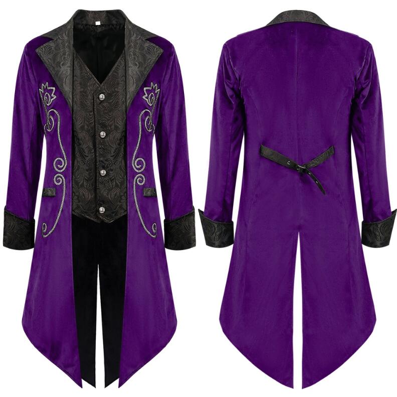 燕尾服 メンズロングジャケット 大人用コスチューム 舞台衣装 中世紀欧 王子様 伯爵 貴族コスプレ 吸血鬼 ステージ衣装 ハロウィンコスチューム ハロウィンパーティー 舞台劇 学園祭 お芝居 舞台衣裳