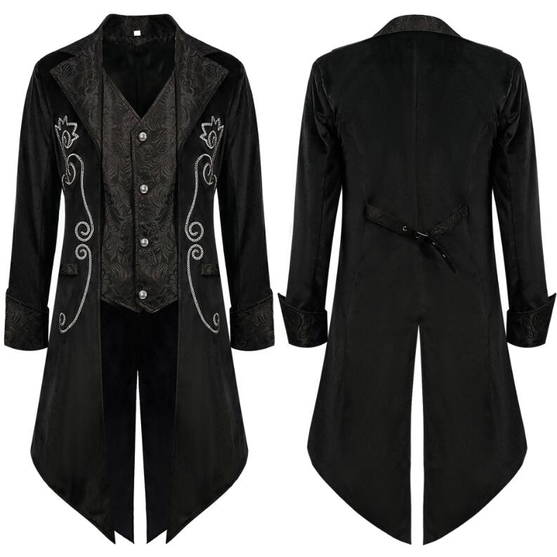 燕尾服 メンズロングジャケット 大人用コスチューム 舞台衣装 中世紀欧 王子様 伯爵 貴族コスプレ 吸血鬼 ステージ衣装 ハロウィンコスチューム ハロウィンパーティー 舞台劇 学園祭 お芝居 舞台衣裳