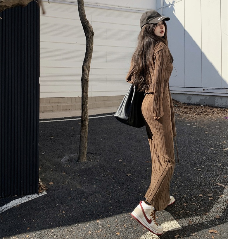 セットアップ ニット トップス ロングスカート マフラー レディース チェーン柄 フィッシュテール 長袖 クルーネック スリム 大人可愛い おしゃれ エレガント 秋 冬 通勤 デート お出かけ 休日