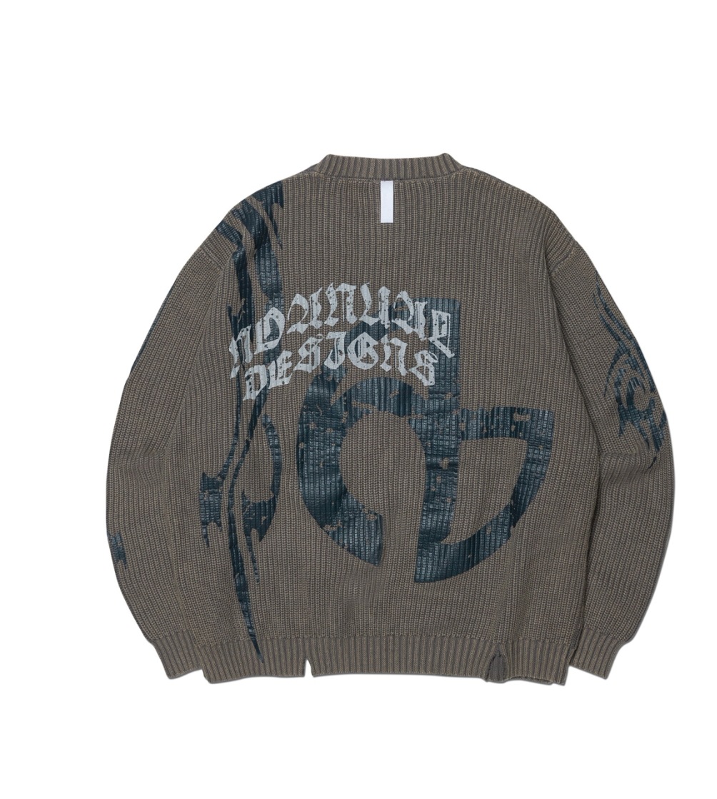 【NOMANUAL】OVERDYED TRIBAL KNIT SWEATER NOMANUAL】OVERDYED TRIBAL KNIT SWEATER