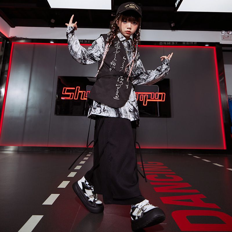 子供の中国風の出演服の男の子のヒップホップの街のダンスの服のhiphop国潮のスーツの女の子のショーの服装 子供の中国風の出演服の男の子のヒップホップの街のダンスの服のhiphop国潮のスーツの女の子のショーの服装