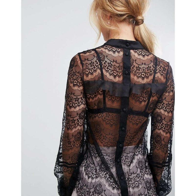 トルゥー ディカデンス レディース トップス ブラウス・シャツ【True Decadence Tall All Over Lace Blouse With Ruffle Detail】Black トルゥー ディカデンス レディース トップス ブラウス・シャツ【True Decadence Tall All Over Lace Blouse With Ruffle Detail】Black