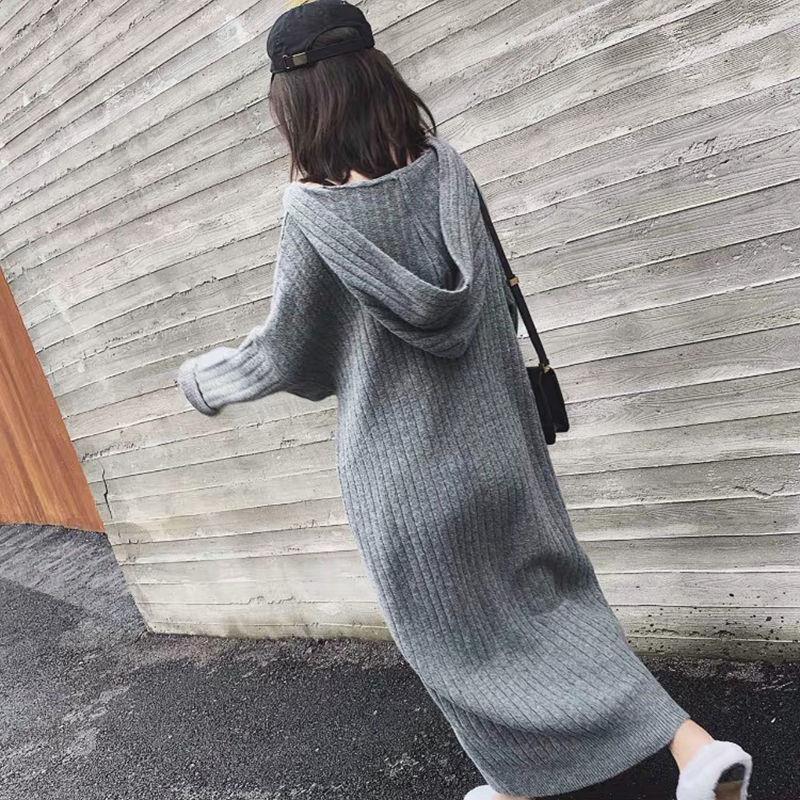 ワンピース ロングスカート リブスカート ロング ロング丈 足首丈 袖あり 長袖 ラウンドネック フード付き スリム タイト 細身 ストレート スマート ブラック ブラウン グレー 個性的