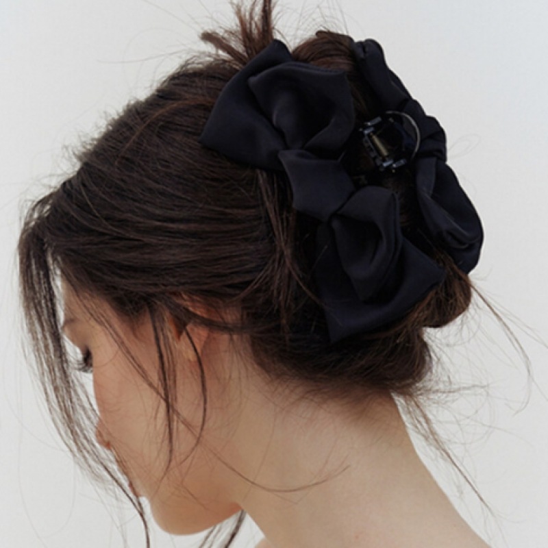 キンダベイビーダブルブラックリボンヘアクロー