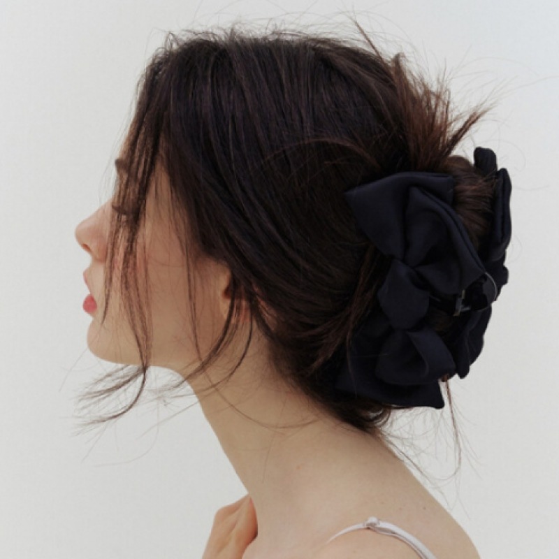 キンダベイビーダブルブラックリボンヘアクロー