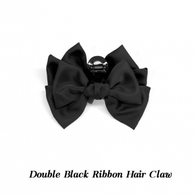 キンダベイビーダブルブラックリボンヘアクロー