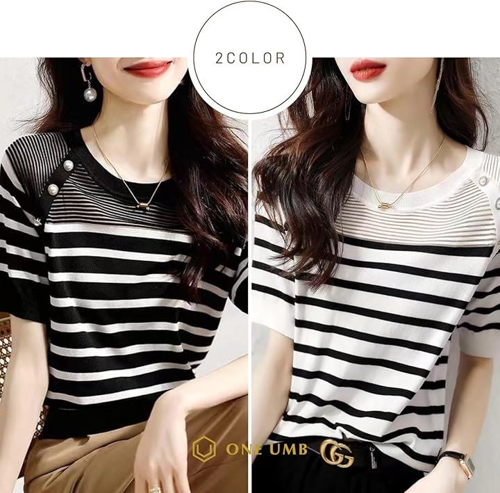 シアーニット 半袖 ボーダー きれいめ レディース 夏 トップス ボーダーニット 薄手 シースルー バイカラー(ブラック, M) シアーニット 半袖 ボーダー きれいめ レディース 夏 トップス ボーダーニット 薄手 シースルー バイカラー(ブラック, M)